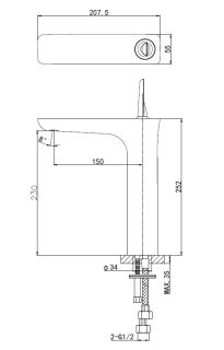Смеситель для раковины Wonzon & Woghand Shark WW-48B1102-CR хром